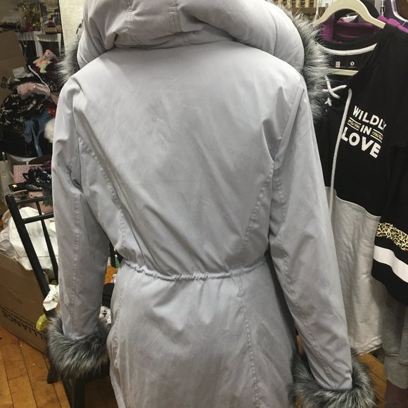 ANA Gray Faux Fur Parka Snow Ski Jacket Large Faux Fur - Picture 7 of 10